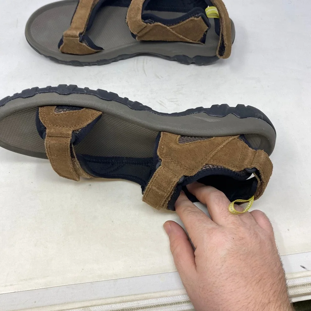 Teva Mens‎ Tanza Leather Sandals Brown Suede Athletic Hiking Water Shoes 1010078